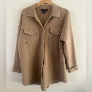 Talbots 100% Merino Wool Collared Sweater Snap Jacket Size Large Shacket
